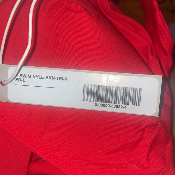 NWT EVERLANE Triangle Bikini Top Womens Size Large Red Swimsuit Bow Tie padded - Picture 10 of 11